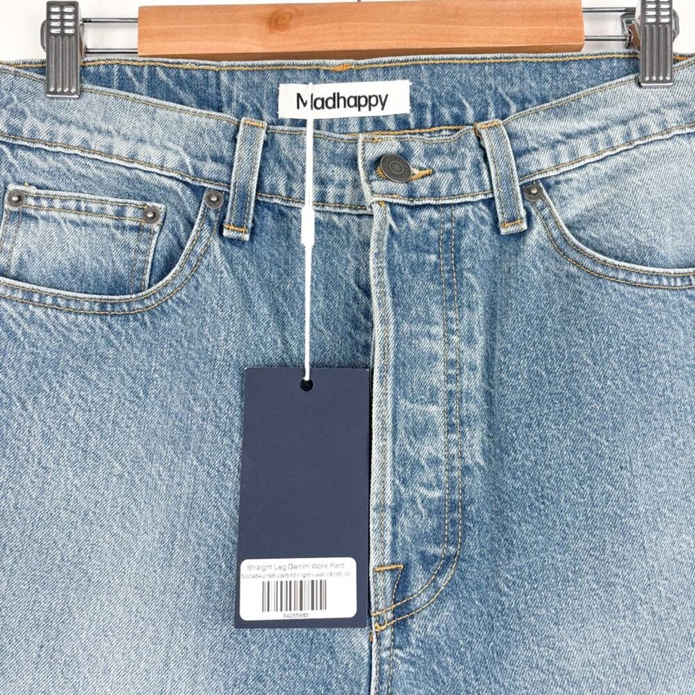 NWT MadHappy Straight‎ Leg Light Wash Denim Jeans Women’s 30 - Picture 4 of 7